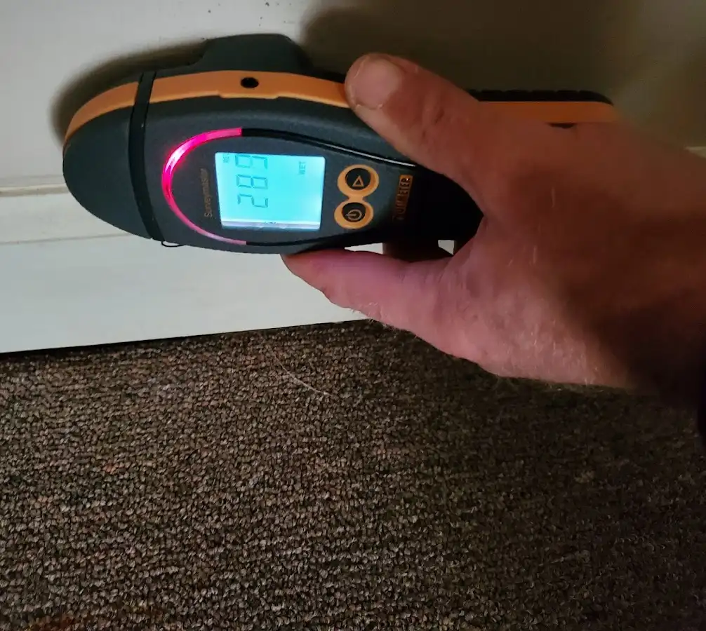 Moisture detection at baseboard during Sewage Cleanup & Sanitation in Hilliard